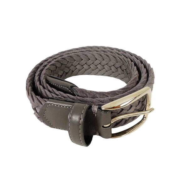 F.H. Wadsworth NYC Braided Gray Belt Brass Buckle Made in Italy Size 38 - Picture 1 of 6